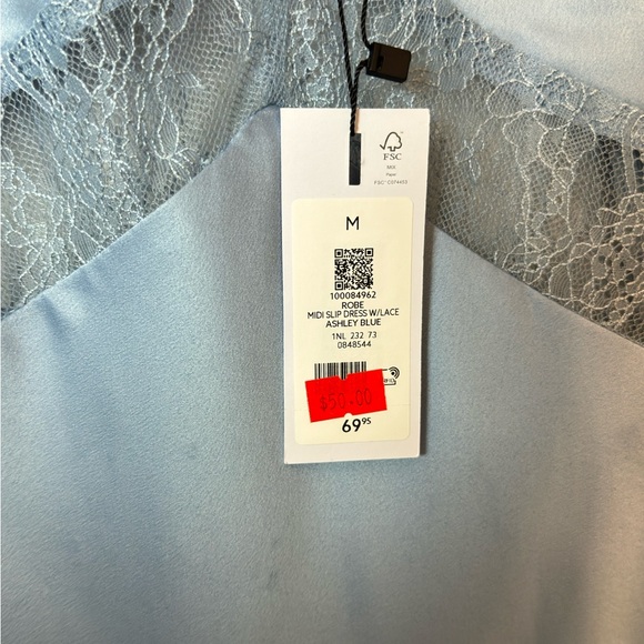 Dynamite Light Blue Satin Maxi NWT Silk Slip Maxi - Picture 5 of 5